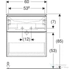 Geberit iCON 60 cm-es mosdó és alsószekrény kombináció 2 fiókkal,matt láva 502.335.JK.1