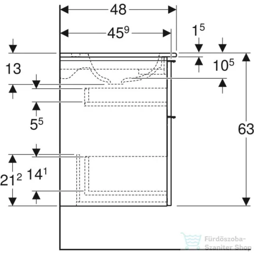 Geberit iCON 75 cm-es mosdó és alsószekrény kombináció 2 fiókkal,matt láva 502.336.JK.1