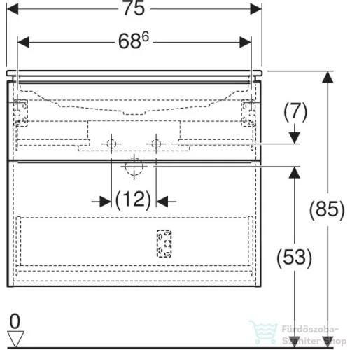 Geberit iCON 75 cm-es mosdó és alsószekrény kombináció 2 fiókkal,hikoridió 502.336.JR.1