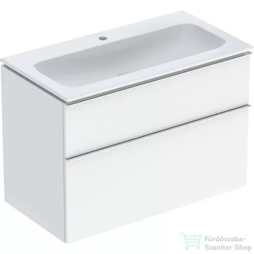 Geberit iCON 90 cm-es mosdó és alsószekrény kombináció 2 fiókkal,krómozott fogantyúval,fényes fehér 502.337.01.2