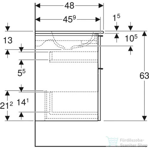 Geberit iCON 90 cm-es mosdó és alsószekrény kombináció 2 fiókkal,matt láva 502.337.JK.1