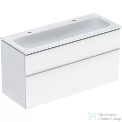 Geberit iCON 120x48 cm-es 2 csaplyukas mosdó és alsószekrény kombináció 2 fiókkal,fényes fehér 502.338.01.1