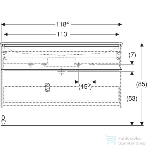 Geberit iCON 120x48 cm-es 2 csaplyukas mosdó és alsószekrény kombináció 2 fiókkal,fényes fehér 502.338.01.3