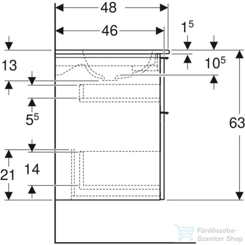 Geberit iCON 120x48 cm-es 2 csaplyukas mosdó és alsószekrény kombináció 2 fiókkal,tölgy 502.338.JH.1