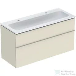   Geberit iCON 120x48 cm-es 2 csaplyukas mosdó és alsószekrény kombináció 2 fiókkal,fényes homokszürke 502.338.JL.1