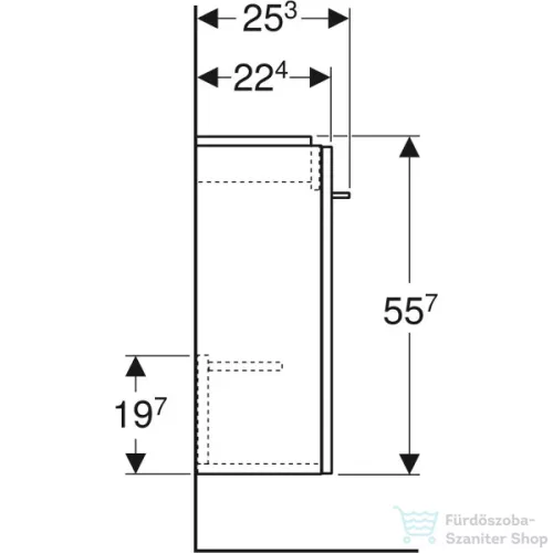 Geberit SELNOVA SQUARE 32,3x25,3x55,7 cm-es 1 ajtós alsószekrény,fényes fehér 502.730.00.1