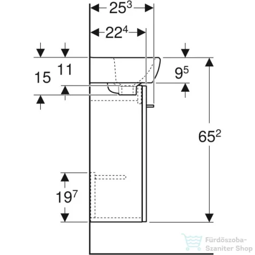 Geberit SELNOVA SQUARE 36x28 cm-es mosdó és 1 ajtós alsószekrény kombináció,hikoridió 502.744.00.1
