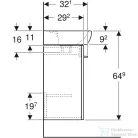 Geberit SELNOVA SQUARE 45x35 cm-es mosdó és 1 ajtós alsószekrény kombináció,hikoridió 502.748.00.1