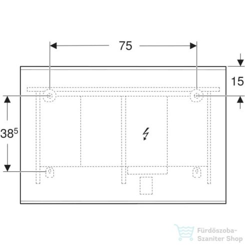 Geberit OPTION PLUS SQUARE 105x70 cm-es tükör LED világítással,matt fekete/eloxált alumínium 502.784.14.1