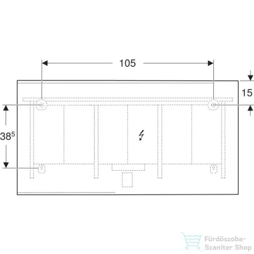 Geberit OPTION PLUS SQUARE 135x70 cm-es tükör LED világítással,matt fekete/eloxált alumínium 502.786.14.1
