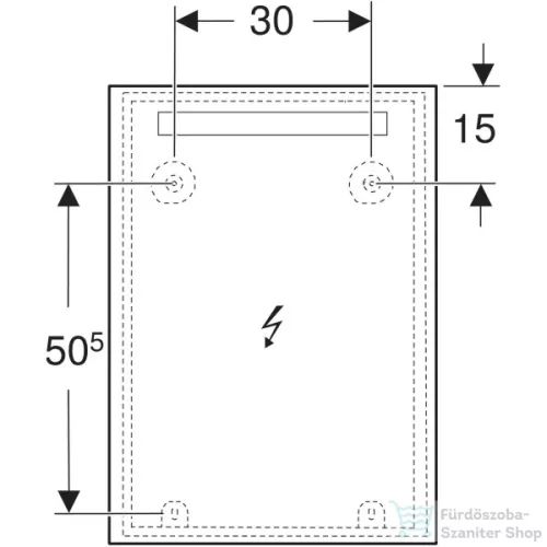 Geberit OPTION BASIC SQUARE 50x70 cm-es tükör LED világítással,eloxált alumínium 502.804.00.1