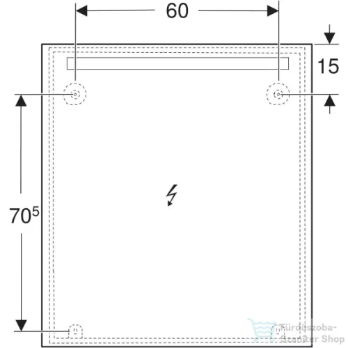 Geberit OPTION BASIC SQUARE 80x90 cm-es tükör LED világítással,eloxált alumínium 502.813.00.1