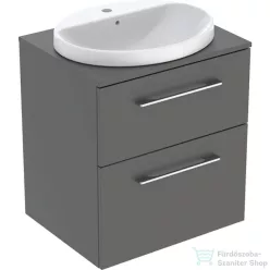   Geberit SELNOVA SQUARE 59,1x50,2 cm-es 2 fiókos alsószekrény pulttal és Variform mosdóval,matt láva 502.869.00.1