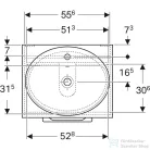 Geberit SELNOVA SQUARE 59,1x50,2 cm-es 2 fiókos alsószekrény pulttal és Variform mosdóval,matt láva 502.869.00.1
