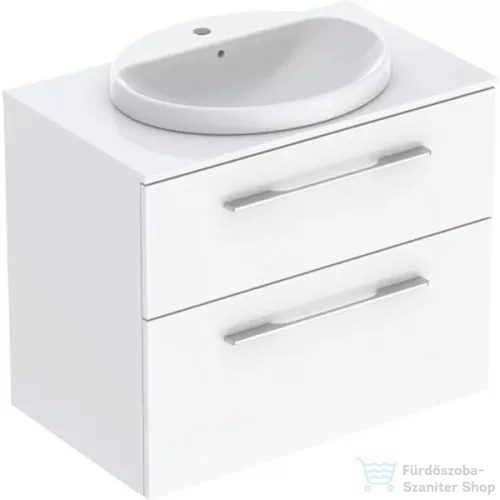Geberit SELNOVA SQUARE 79,1x50,2 cm-es 2 fiókos alsószekrény pulttal és Variform mosdóval,fényes fehér 502.872.00.1