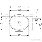 Geberit SELNOVA SQUARE 79,1x50,2 cm-es 2 fiókos alsószekrény pulttal és Variform mosdóval,világos hikoridió 502.875.00.1