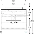 Geberit SELNOVA SQUARE 79,1x50,2 cm-es 2 fiókos alsószekrény pulttal és Variform mosdóval,világos hikoridió 502.875.00.1