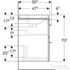 Geberit SELNOVA SQUARE 79,1x50,2 cm-es 2 fiókos alsószekrény pulttal és Variform mosdóval,világos hikoridió 502.875.00.1