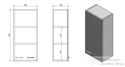 AQUALINE ZOJA/KERAMIA FRESH felső szekrény, 35x76x23cm, fehér 50334