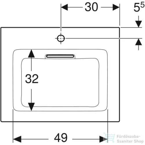 Geberit ONE 60x48 cm-es beépíthető mosdó túlfolyó nélkül,KeraTect mázzal,fehér 505.002.00.1