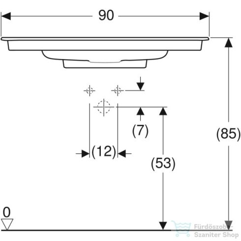 Geberit ONE 90x48 cm-es beépíthető mosdó túlfolyó nélkül,KeraTect mázzal,fehér 505.006.00.1