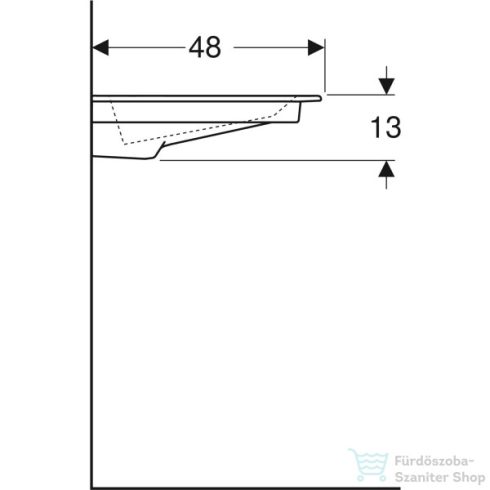 Geberit ONE 90x48 cm-es beépíthető mosdó túlfolyó nélkül,KeraTect mázzal,fehér 505.006.00.1