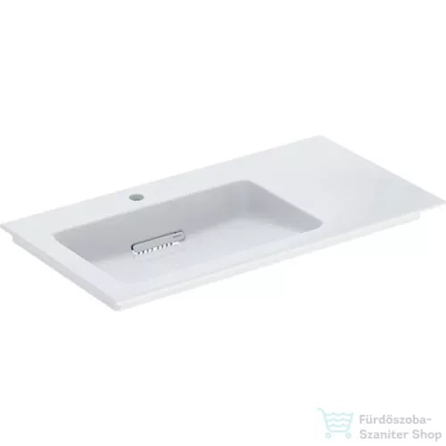 Geberit ONE 90x48 cm-es mosdó bal oldali csaplyukkal,túlfolyó nélkül,fényes fehér takarólappal,KeraTect mázzal,fehér 505.007.00.1