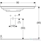 Geberit ONE 90x48 cm-es mosdó bal oldali csaplyukkal,túlfolyó nélkül,fényes fehér takarólappal,KeraTect mázzal,fehér 505.007.00.1
