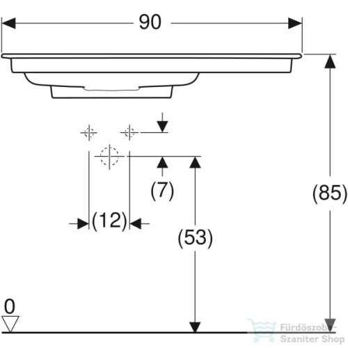 Geberit ONE 90x48 cm-es mosdó bal oldali csaplyukkal,túlfolyó nélkül,fényes fehér takarólappal,KeraTect mázzal,fehér 505.007.00.1