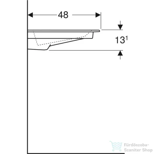 Geberit ONE 90x48 cm-es mosdó bal oldali csaplyukkal,túlfolyó nélkül,fényes fehér takarólappal,KeraTect mázzal,fehér 505.007.00.1
