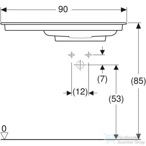 Geberit ONE 90x48 cm-es mosdó jobb oldali csaplyukkal,túlfolyó nélkül,fényes fehér takarólappal,KeraTect mázzal,fehér 505.009.00.1