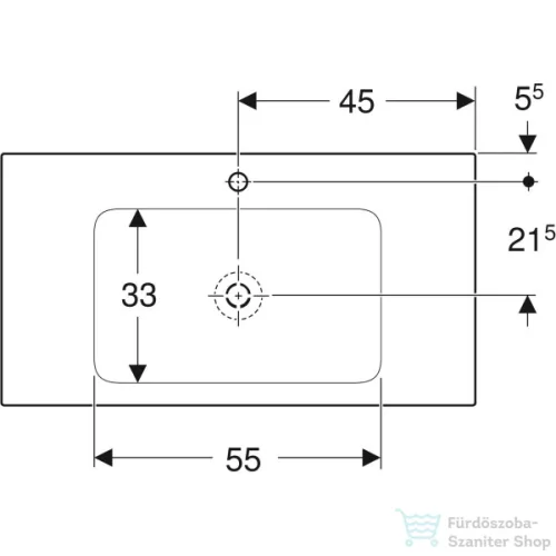 Geberit ONE 90x48 cm-es beépíthető mosdó túlfolyó nélkül,KeraTect mázzal,fehér 505.010.01.3