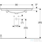 Geberit ONE 90x48 cm-es beépíthető mosdó túlfolyó nélkül,KeraTect mázzal,fehér 505.010.01.3