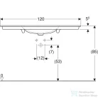 Geberit ONE 120x48 cm-es beépíthető mosdó túlfolyó nélkül,KeraTect mázzal,fehér 505.010.01.5