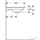 Geberit ONE 60x48 cm-es beépíthető mosdó csaplyuk-és túlfolyó nélkül,KeraTect mázzal,fehér 505.011.01.1