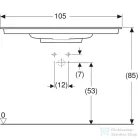 Geberit ONE 105x48 cm-es beépíthető mosdó csaplyuk nélkül,KeraTect mázzal,fehér 505.014.00.1