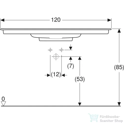 Geberit ONE 120x48 cm-es beépíthető mosdó túlfolyó nélkül,KeraTect mázzal,fehér 505.017.00.1