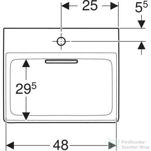 Geberit ONE 50x41 cm-es mosdó túlfolyó nélkül,KeraTect mázzal,fényes fehér takarólappal,fehér  505.019.00.1