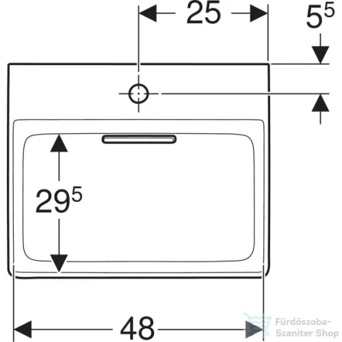 Geberit ONE 50x41 cm-es mosdó túlfolyó nélkül,KeraTect mázzal,fényes fehér takarólappal,fehér  505.019.00.1