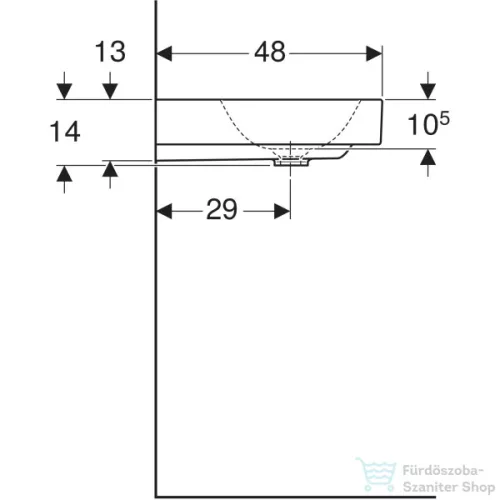 Geberit ONE 60x48 cm-es mosdó túlfolyó nélkül,KeraTect mázzal,fehér 505.020.01.1