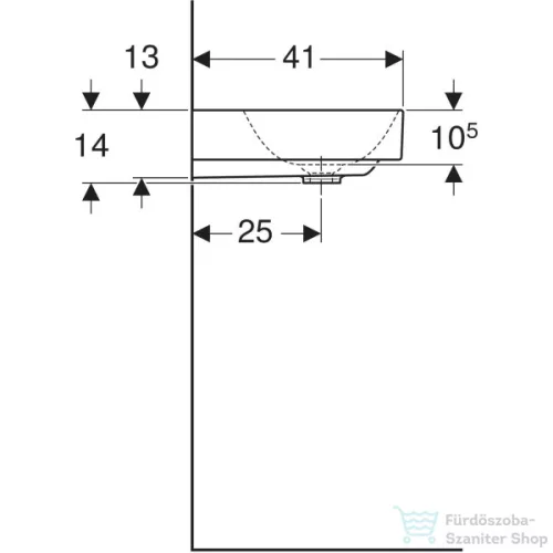 Geberit ONE 50x40 cm-es mosdó csaplyuk-és túlfolyó nélkül,KeraTect mázzal,fehér 505.021.01