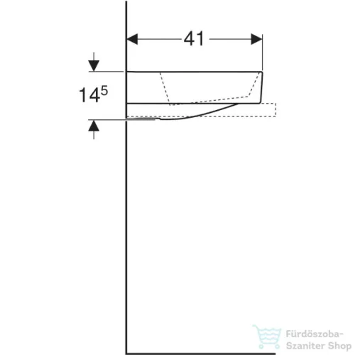 Geberit ONE 50x41 cm-es pultra ültethető mosdó csaplyuk-és túlfolyó nélkül,fényes fehér takarólappal,matt fehér 505.025.00.1