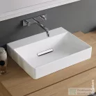 Geberit ONE 50x41 cm-es pultra ültethető mosdó csaplyuk-és túlfolyó nélkül,fényes fehér takarólappal,matt fehér 505.025.00.1