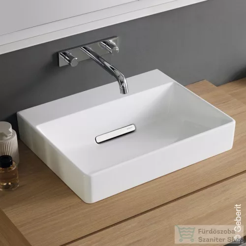 Geberit ONE 50x41 cm-es pultra ültethető mosdó csaplyuk-és túlfolyó nélkül,fényes fehér takarólappal,matt fehér 505.025.00.1