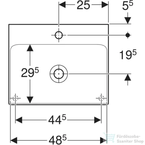 Geberit ONE 50x40 cm-es pultra ültethető mosdó túlfolyó nélkül,KeraTect mázzal,fehér 505.030.01.6