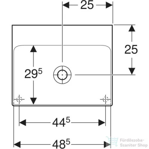 Geberit ONE 50x40 cm-es pultra ültethető mosdó csaplyuk-és túlfolyó nélkül,KeraTect mázzal,fehér 505.031.01.6