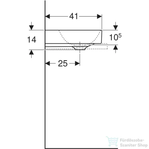 Geberit ONE 50x40 cm-es pultra ültethető mosdó csaplyuk-és túlfolyó nélkül,KeraTect mázzal,fehér 505.031.01.6