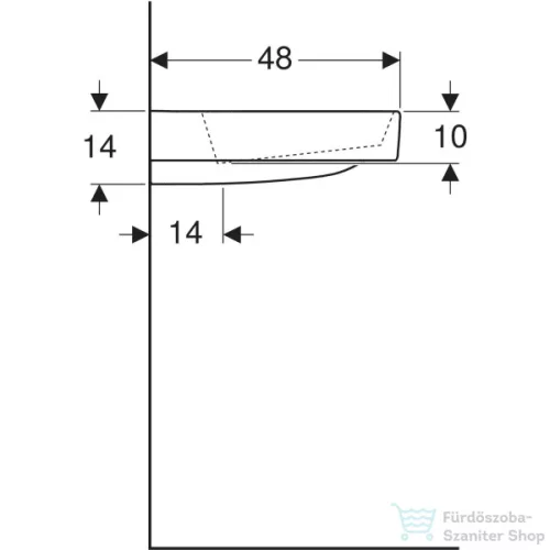 Geberit ONE 60x48 cm-es mosdó csaplyuk nélkül,KeraTect mázzal,fényes fehér takarólappal,fehér 505.033.00.1