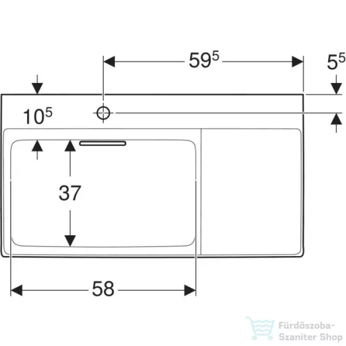 Geberit ONE 90x48 cm-es mosdó bal oldali csaplyukkal,fényes fehér takarólappal,KeraTect mázzal,fehér 505.039.00.1