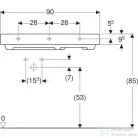 Geberit ONE 90x48 cm-es mosdó bal oldali csaplyukkal,fényes fehér takarólappal,KeraTect mázzal,fehér 505.039.00.1